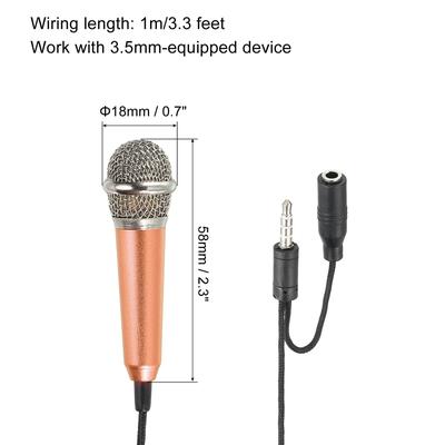 Mini Microphone Portable Vocal Microphone Rose Gold with Mic Stand, Cover 2Pcs - Rose Gold