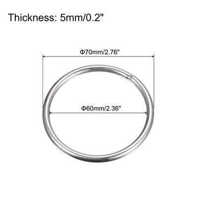 304 Stainless Steel O Rings, 2pcs Welded O-rings Round Rings - Silver Tone