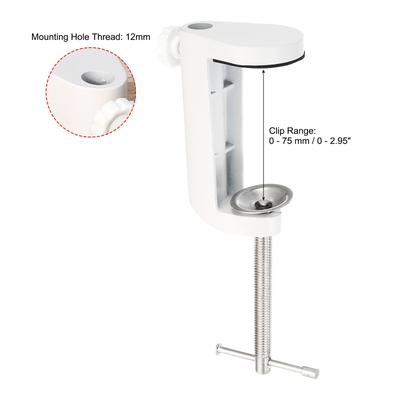 0.27"/0.47" Hole Dia. Table Mount Clamp for Microphone Arm Lamp Stand White