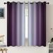 CUH 1-Piece Eyelet Ring Top Grommet Blackout Window Curtain Thermal Insulated Room Darkening Curtain Gradient Color Window Drape For Living Room Bedroom Dark Purple W:54 x L:84