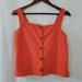 J. Crew Tops | J. Crew Orange Button Front Ribbed Tank Top Women's Size Xs | Color: Orange | Size: Xs