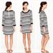 J. Crew Dresses | J. Crew Jules 100% Silk Navy Stripes Pockets 3/4 Sleeve Crew Neck Dress Size 0 | Color: Blue/White | Size: 0