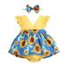 Baby Has Mommy Blanket Sunflower Set Print Jumpsuit+Headband Girl Baby Sleeveless Romper Outfit Girls Outfits&Set 14 16 Outfits Girls