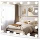COSTWAY Hollywood Vanity Mirror, Tabletop/Wall Mounted Makeup Mirror with 18 Dimmable LED Bulbs, 3X Magnifying Mirror, 3 Color Modes and Touch Control, Large Lighted Cosmetic Dressing Table Mirror
