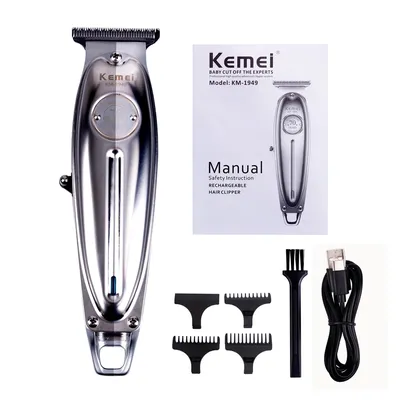 Kemei 1949 – tondeuse à cheveux électrique sans fil rasoir professionnel tout en métal 0mm