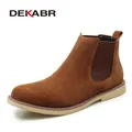 DEKABR-Bottes de neige chaudes en daim de vache pour hommes bottes de rinçage de moto chaussures à