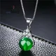 Collier en argent 925 naturel pour femme vert calcédoine pendentif rond en agate amulettes