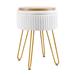 Mercer41 Jazmine-Clare 17.99" Tall Vanity Stool Wood/Upholstered/Velvet in White/Brown | 17.99 H x 12.99 W x 12.99 D in | Wayfair