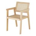 Fauteuil à dîner en bois de hêtre et cannage en rotin beige