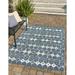 Rugs.com Outdoor Lattice Collection Rug â€“ 5 x 8 Navy Blue Flatweave Rug Perfect For Bedrooms Dining Rooms Living Rooms