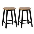 17.5 High Wooden Black Round Bar Stool with Footrest for Indoor and Outdoor