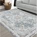 HR Area Rug 10x13 Large Traditional Rug Gray Vintage Floor Mat Thin and soft Rug Floral Print Carpet Foldable Accent Rug Dining Room Living Room Faded Rug for Bedroom 10x 13 Gray Silver Multi...