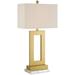 360 Lighting Marshall Modern Table Lamp with White Marble Riser 30 Tall Champagne Gold Oatmeal Shade for Bedroom Living Room Bedside Nightstand House