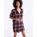 Madewell Dresses | Madewell Courier Flannel Shirt Sleeve Shirtdress Rollins Plaid Sz M Red Black | Color: Black/Red | Size: M