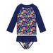 ESHOO Toddler Girls Rashguard Swimsuit Set Little Girl Long Sleeve Floral Ruffled Bathing Suits Swimwear 2 Pieces 3-9T