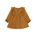 QIPOPIQ Girls Clothes Clearance Toddler Girl Fall Dress Ruffles Long Sleeve Vintage Kids Solid Dresses Tops Winter Outfits Casual Clothes