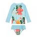 ESHOO Toddler Girls Rashguard Swimsuit Set Little Girl Long Sleeve Floral Ruffled Bathing Suits Swimwear 2 Pieces 3-9T