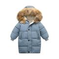 YYDGH Boy s Girls Winter Parka Jacket Hooded Puffer Ticken Coats Casual Button Zipper Hoodie Outerwears(Blue 4-5 Years)