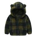 Toddler Baby Boys Girls Hooded Jacket Long Sleeved Solid Color Plush Cute Bear Ears Autumn Winter Warm Thickened Fleece Hoodie Coat Casual Keep Warm Furry Coat Jacket 6Months-4Years