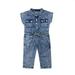 QIPOPIQ Girls Clothes Clearance Toddler Girls Baby Summer Short-sleeved Solid Color Denim Romper Jumpsuit