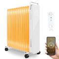 Oil Filled Radiator, Wifi Enabled Smart Heater, Portable Electric Heater, 24H Timer, 2500W 13 Fin, 3 Mode, Remote Control, LED Display, Adjustable Thermostat, Safety Cut-off Tip-Over Protection, White