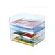 4 Tier Stackable A4 Filing Trays, Office Desk File Rack, Tidy File Document Letter Paper Organiser (4 Tiers,Transparent)