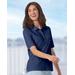 Appleseeds Women's Essential Cotton Elbow-Sleeve Polo - Blue - XL - Misses