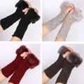 Manches en fourrure tricotées en peluche pour garder au chaud couleur unie accessoires décoratifs