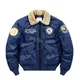 Blouson aviateur Air Force Ma1 pour homme manteau à col en fourrure coton plus velours optique