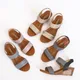 Sandales romaines à semelles plates et talons hauts pour femmes chaussures de plage à bout ouvert