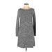 Gap Casual Dress - Shift Scoop Neck Long sleeves: Gray Color Block Dresses - Women's Size X-Small