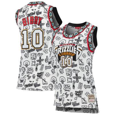Mitchell & Ness Mike Bibby Weißes Vancouver Grizzlies 1998 Doodle Swingman-Trikot für Damen Image