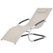 Orren Ellis Patio Lounge Chair Outdoor Chaise Lounge Chair Deckchair PVC-coated polyester Metal in Brown | 34.6 H x 59.8 W x 24.4 D in | Wayfair