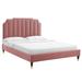 Everly Quinn Colette Performance Velvet Platform Bed Upholstered/Velvet in Pink | 30.5 H x 79 W x 86.5 D in | Wayfair