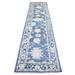 Shahbanu Rugs Aegean Blue Afghan Oushak with Large Leaf Design Pure Wool Natural Dyes Hand Knotted Runner Rug (2'10" x 11'10")