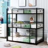 Metal Twin Size Triple Bunk Bed, Black