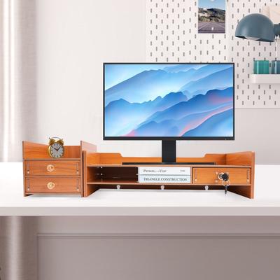 Computer Monitor Stand DIY Office Wood Desk Organizers with Lock