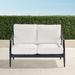 Trelon Aluminum Loveseat in Matte Black Finish - Rain Resort Stripe Indigo - Frontgate