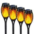 4 Pack Solar Torch Lights Outdoor LED Flickering Flame Torch Lights Waterproof Romantic Decoration Landscape Outdoor Solar Powered Flame Lights for Garden Patio Wedding Party