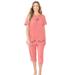 Plus Size Women's Knit Capri Sleep Set by Dreams & Co. in Coral Pink Flamingo (Size 1X)
