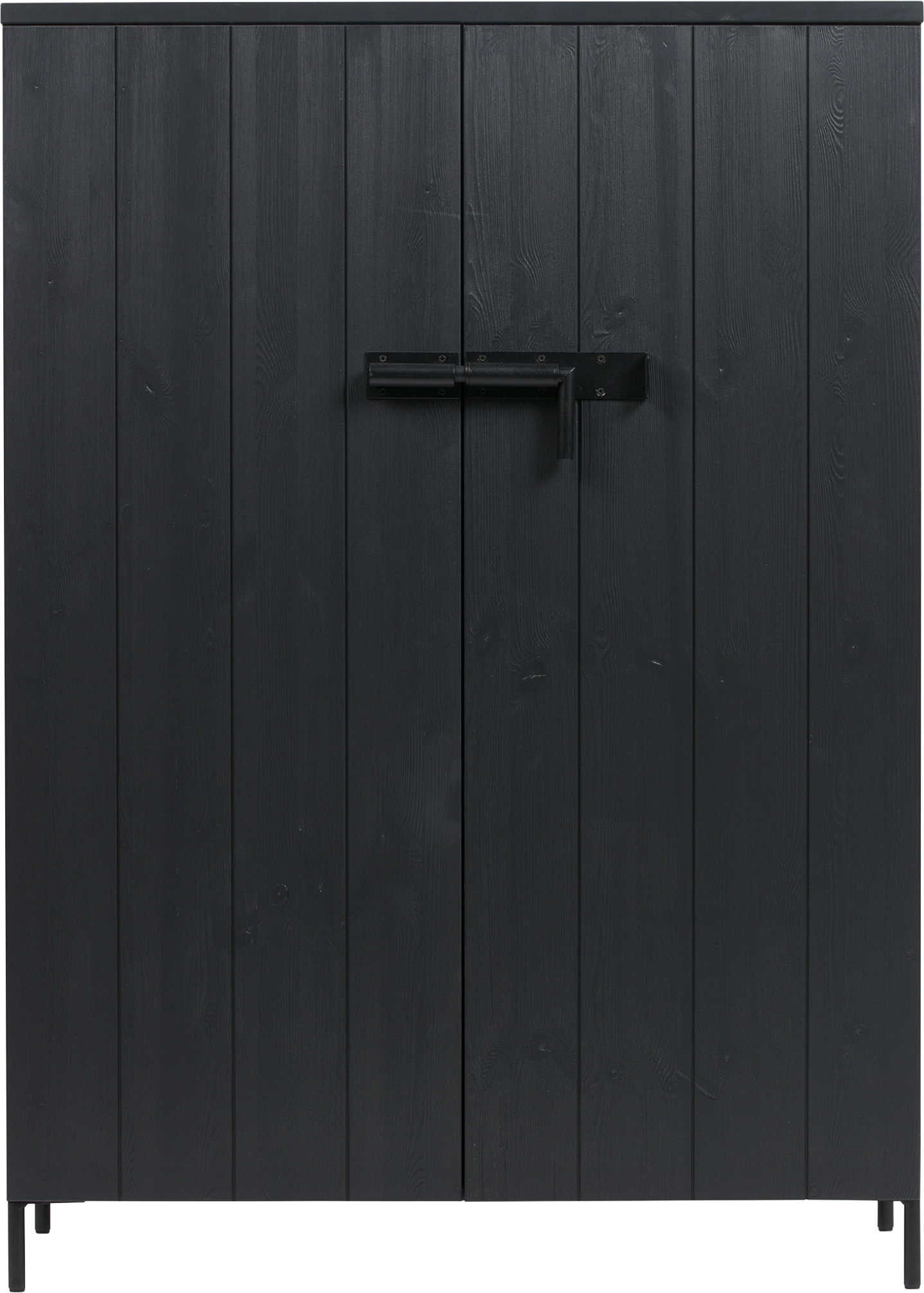 Highboard WOOOD "Bruut Midischrank, Hochkommode", schwarz, Kiefer, Holzwerkstoff, Sideboards, aus massive Kiefer, H 141 cm x B 100 cm