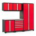 NewAge Products PRO 3.0 Series Red 6-Piece Cabinet Set with Stainless Steel Top and LED Lights