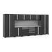 NewAge Products PRO 3.0 Series Black 12-Piece Cabinet Set with Stainless Steel Top and Slatwall