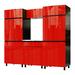 Contur Cabinet 7.5' Premium Cayenne Red Garage Cabinet System with Stainless Steel Tops