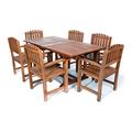 All Things Cedar 7-Piece Twin Butterfly Extension Table Dining Chair Set with Red Cushions