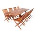All Things Cedar 9-Piece Twin Butterfly Extension Table Folding Chair Set with Red Cushions