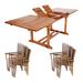 All Things Cedar 7-Piece Twin Butterfly Extension Table Stacking Chair Set with Red Cushions