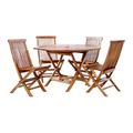 All Things Cedar 5-Piece Octagon Folding Table and Folding Chair Set with Red Cushions