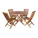 All Things Cedar 5-Piece Round Folding Table and Folding Chair Set with Red Cushions