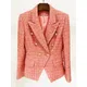 Blazer en tweed à double boutonnage pour femme coupe couvertes boutons de discussion en métal